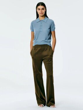 Tibi Active Knit "Scottie" Joggers in "Wood" Green, size XL
